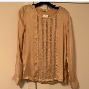 NWT Equipment Silk Blouse Shirt Long Sleeve Tan Taupe Peach